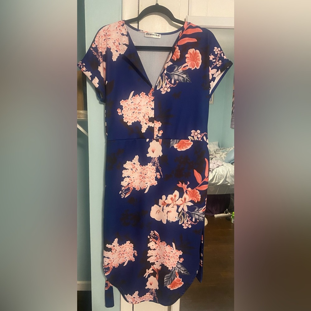 Floral Blue and Pink Dress